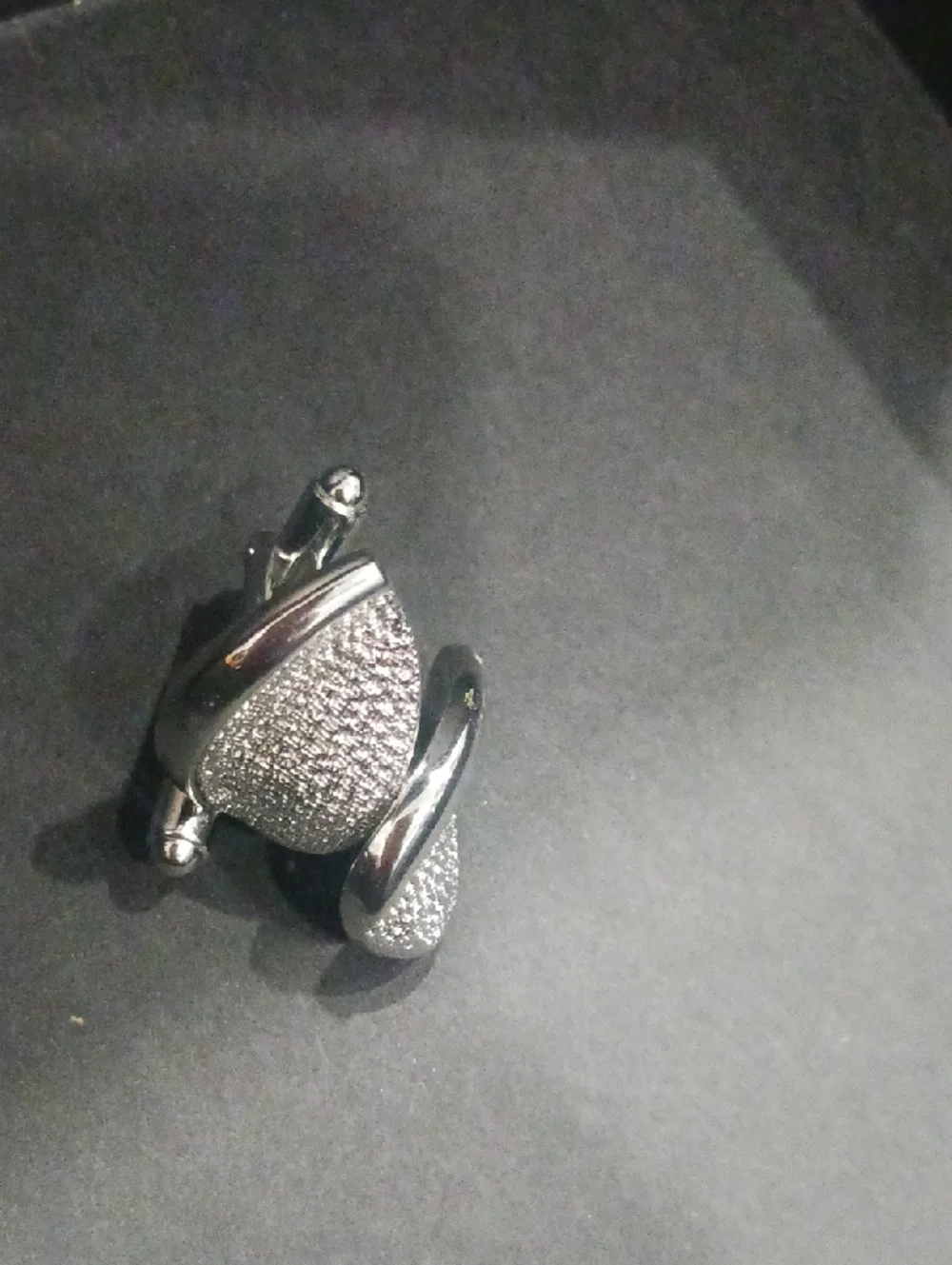 Silver Teardrop Pave Cufflinks - Polished Formal Accent